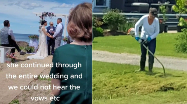 השכנה הממורמרת הרסה את טקס החתונה האינטימי (צילום: צילום מסך טיקטוק)