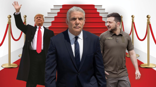 וולודימיר זלנסקי, יאיר לפיד, דונלד טראמפ (צילום: AFP, Ukrainian presidential press, ingimage, עמוס בן גרשום לע"מ)