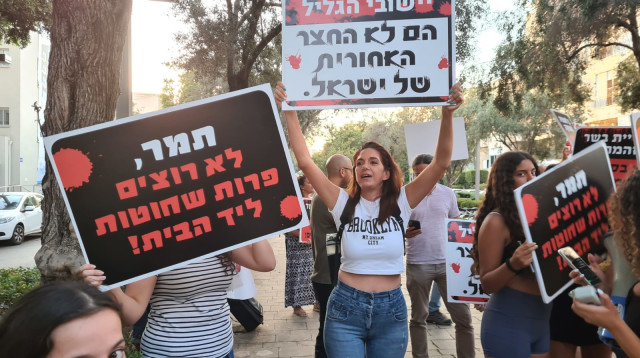 הפגנה נגד בניית בית מטבחיים בגליל (צילום: אביגיל גזית)