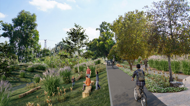 פעילויות פנאי וטיילות לאורך נחל שילה  (צילום: הדמיה אב אדריכלות נוף)