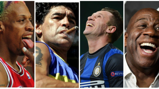 דניס רודמן, אנטוניו קסאנו, מג'יק ג'ונסון, דייגו מראדונה (צילום: מערכת וואלה!, מערכת וואלה)