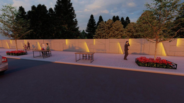 חומת בית העלמין ברחוב ויצמן 28-26. תחושה של מדרחוב  (צילום: דוברות עיריית גבעתיים)