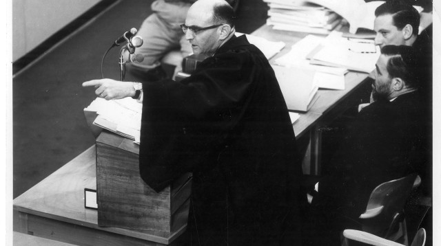 גדעון האוזנר, משפט אייכמן (צילום: לע"מ)