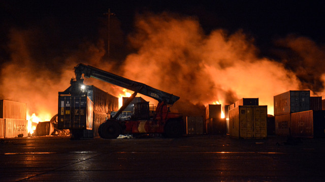 תקיפה בסוריה (צילום: SANA/Handout via REUTERS)