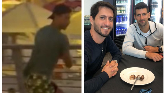 נובאק דג'וקוביץ' מתאמן בחוף הים בתל אביב, וסועד עם טניסאי העבר אמיר ויינטרוב (צילום: מערכת וואלה! NEWS, דורון שיינר)