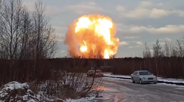 פיצוץ בצינור גז ברוסיה (צילום: צילום מסך)