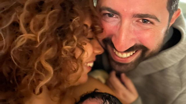 מעיין פרתי, בן זוגה מיכאל והתינוק (צילום: ללא קרדיט)