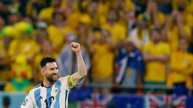 מסי חוגג שער מול אוסטרליה במונידאל 2022 (צילום: רויטרס)