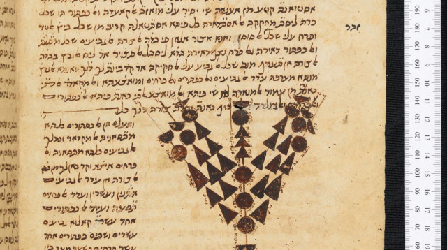 איור מנורת המקדש על פי הרמבם (צילום: באדיבות ספריית בודליאן של אוניברסיטת אוקספורד)