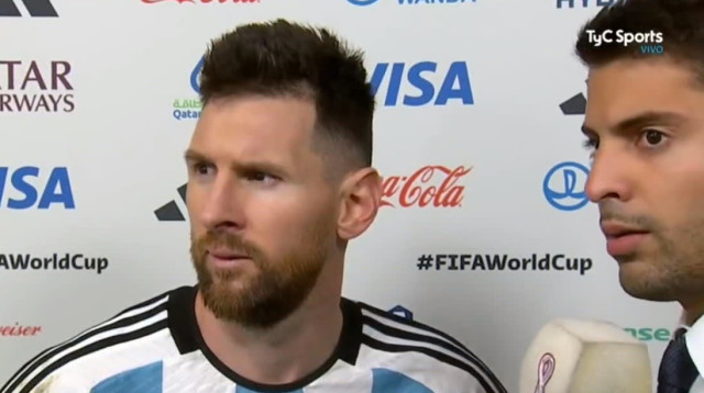 בעולם חושבים שהוא הגזים, בארגנטינה חושבים שהוא מלך. מסי במהלך הריאיון (צילום: צילום מסך, מתוך שידורי הטלוויזיה)