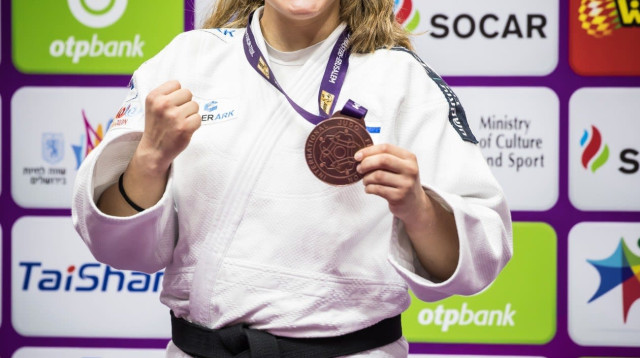 גילי שריר ג'ודאית ישראלית עם מדליית ארד, מאסטרס ירושלים (צילום: אתר רשמי, עודד קרני, באדיבות איגוד הג’ודו בישראל)