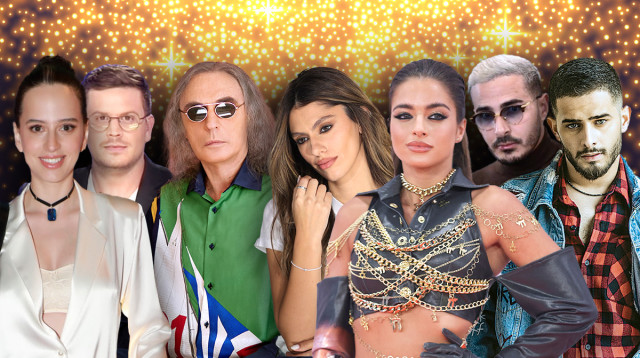 נועה קירל, עדן חסון, אודיה, עומר ירדני, קורין גדעון, צביקה פיק, סיימון לבייב (צילום: אבשלום ששוני,רויטרס,רפי דלויה,זוהר שטרית,גבריאל בהרליה)