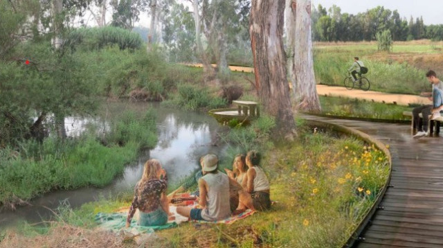 הדמיית הפרויקט. "פנינת טבע ייחודית בתוך סביבה אורבנית" (צילום: מורן פיתוח וייעוץ)