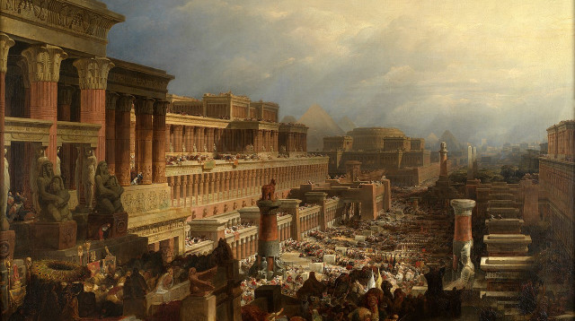 בני ישראל יוצאים ממצרים. ציור מאת דייוויד רוברטס משנת 1828 (צילום: נחלת הכלל)