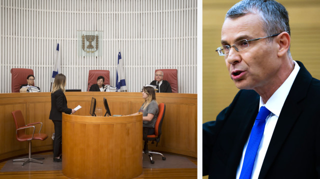 יריב לוין, בג"ץ  (צילום: הדס פרוש פלאש 90,אוליביה פיטוסי, פלאש 90)