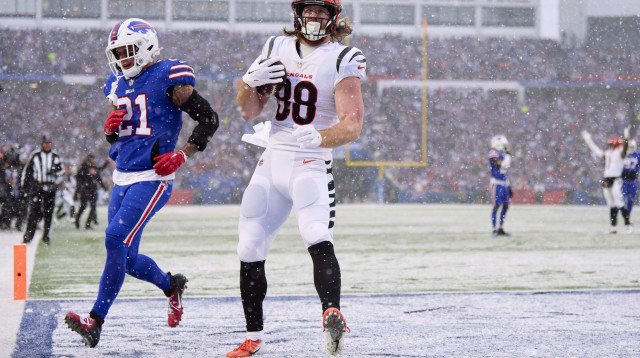 היידן הרסט מסינסינטי חוגג טאצ'דאון. הבנגאלס שוב בגמר ה-AFC (צילום: GettyImages, Cooper Neill)