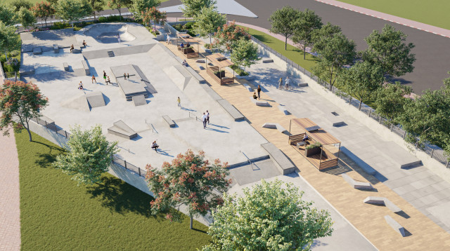 הדמיית הסקייטפארק בפתח תקווה. "אחד החדשניים והמתקדמים בארץ" (צילום: דוברות עיריית פתח תקווה)