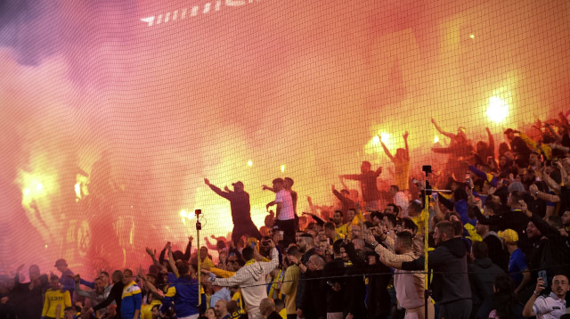 הרשתות לא הועילו. אוהדי מכבי תל אביב (צילום: אריאל שלום)