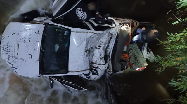 הטנדר שנפל לנהר הירדן (צילום: דוברות כב"א)