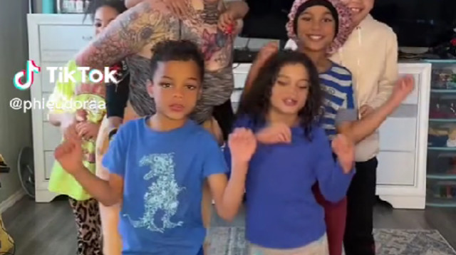 11 ילדים משמונה אבות שונים (צילום: מתוך טיקטוק)