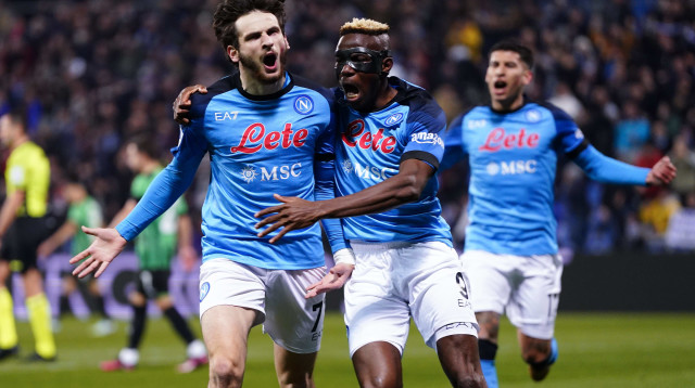 שחקני נאפולי ויקטור אוסימן, חביצ'ה קברצחליה (צילום: GettyImages, Danilo Di Giovanni)