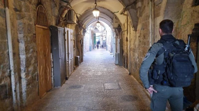 כוח מג"ב בעיר העתיקה בירושלים (צילום: דוברות המשטרה)