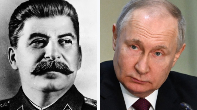 ג'וזף סטלין, ולדימיר פוטין (צילום: gettyimages,Sputnik/Pavel Bednyakov/Pool via REUTERS)