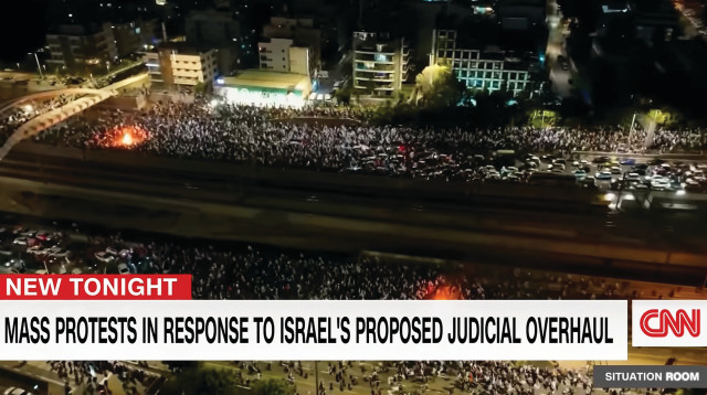 סיקור המחאה נגד הרפורמה המשפטית ב-CNN (צילום: צילום מסך CNN)