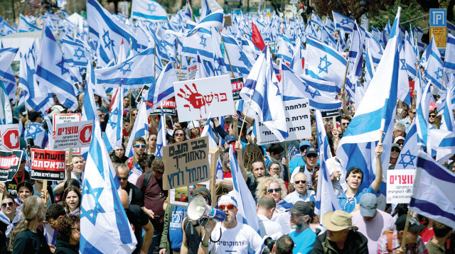 הפגנת מחאה נגד הרפורמה המשפטית (צילום:  אריק מרמור, פלאש 90)