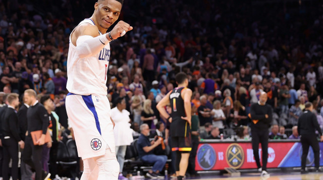 ותודה למאמן. ווסטברוק (צילום: GettyImages, Christian Petersen)