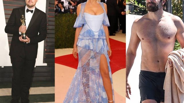 ליאונרדו דיקפריו אירינה שייק ובראדלי קופר (צילום: רויטרס,Splashnews,gettyimages)