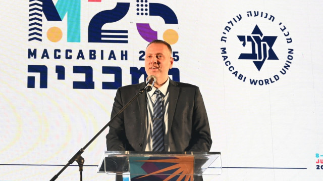 השר מיקי זוהר בהשקת לוגו המכביה (צילום: מורג ביטן)