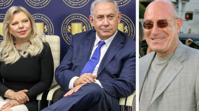 בנימין ושרה נתניהו, ארנון מילצ'ן (צילום: מרק ישראל סלם,AFP)