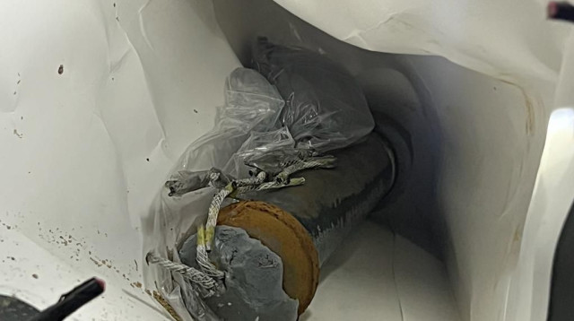 מטען צינור שנתפס במעצר בטירת כרמל (צילום: דוברות המשטרה)