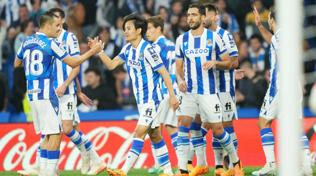 בדרך לליגת האלופות. קובו ושחקני סוסיאדד (צילום: GettyImages, Juan Manuel Serrano Arce)