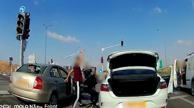 אלימות בכביש (צילום: דוברות המשטרה)