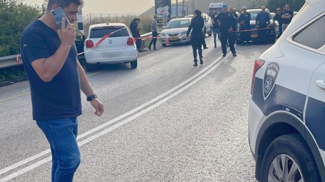 זירת הירי סמוך לירכא (צילום: דוברות המשטרה)