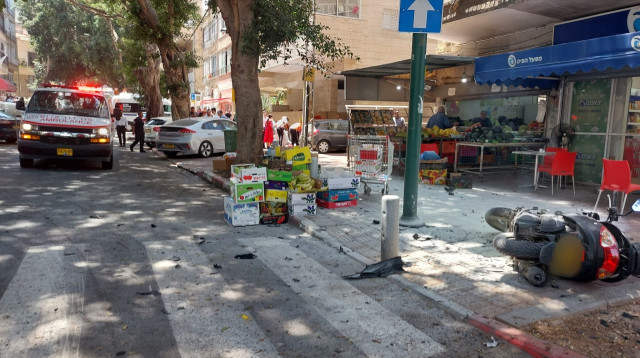 זירת ניסיון החיסול ברמת גן (צילום: תיעוד מבצעי מד"א)