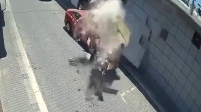 פיצוץ מיכל הגז במאפייה באשקלון  (צילום: מצלמות אבטחה)