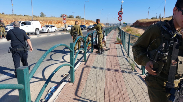 אירוע חריג בצומת תפוח  (צילום: אריאל נוסבאום/TPS)