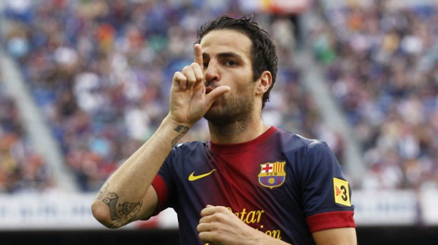 שחקן ברצלונה ססק פברגאס חוגג (צילום: רויטרס)