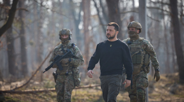 נשיא אוקראינה, ולדימיר זלינסקי (צילום:  Ukrainian Presidential Press Service/Handout via REUTERS )