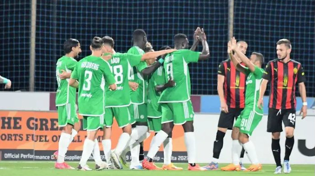 בקלות. שחקני מכבי חיפה חוגגים שער נוסף (צילום: אתר רשמי, מכבי חיפה, אתר רשמי)