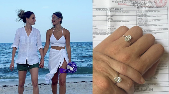 קארין סנדל נישאה לזוגתה הדר רפאל (צילום: צילום מסך אינסטגרם)