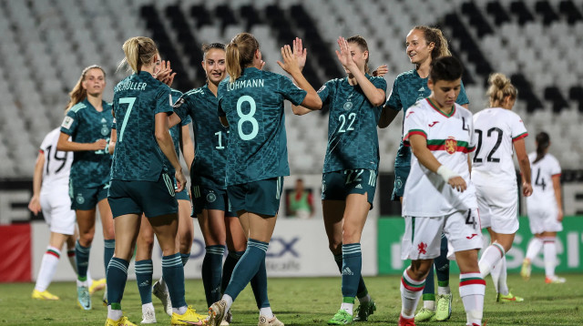 שחקניות נבחרת גרמניה בכדורגל (צילום: GettyImages, Bob Drebin)