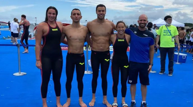 הישג שיא. נבחרת השליחים, הלילה (צילום: אתר רשמי, איגוד השחייה)