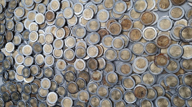 המטבעות החשודים כמזויפים (צילום: דוברות המשטרה)