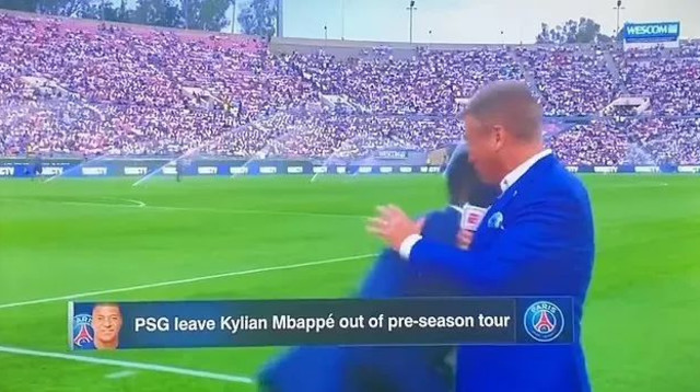 דרמה בשידור חי: הפרשן שאקה היסלופ התעלף (צילום: צילום מסך, מתוך שידורי הטלוויזיה)