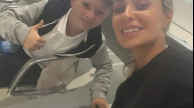 אשתו של מאמן מכבי תל אביב, קלודין קין, עם בנם רובי ג'וניור (צילום: צילום מסך, אינסטגרם)