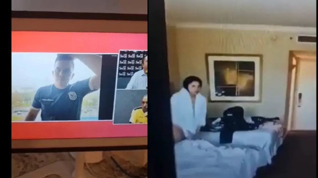 פאדיחה בשידור חי: עיתונאי חשף בטעות "אישה ערומה" בחדר המלון שלו (צילום: צילום מסך, מתוך הרשתות החברתיות)